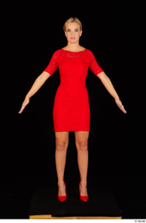 Whole Body Woman White Dress Slim Standing Studio photo references
